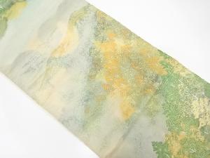 アンティーク 山並に樹木模様織出し袋帯(材料)